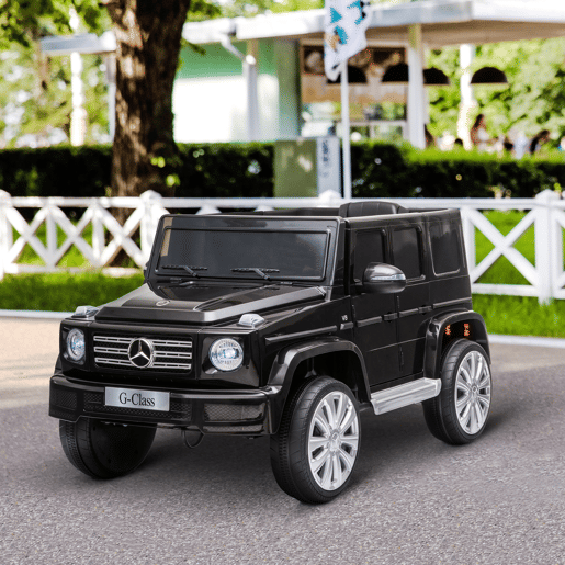 HOMCOM Carro Elétrico para Crianças acima de 3 Anos BENZ G500 Todo-o-Terreno com Bateria 12V Veículo Elétrico com Controlo Remoto Música Buzina Velocidade 3-5 kmh Carga 30 kg Preto