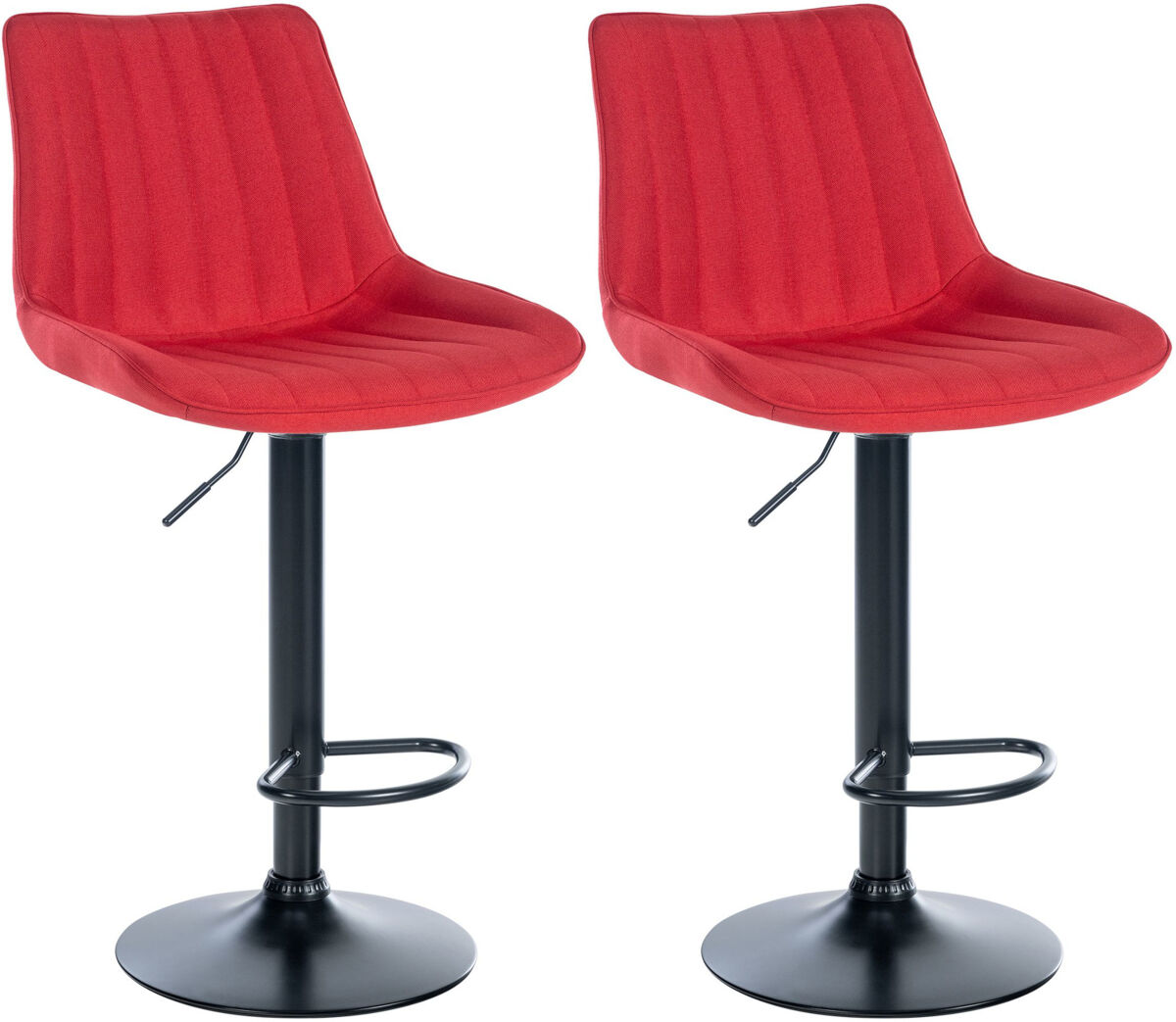 Set de 2 taburetes de bar toni en tela rojo 50x49.5x91 cm