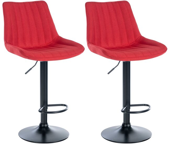 Set de 2 taburetes de bar toni en tela rojo 50x49.5x91 cm