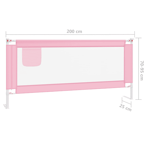 vidaXL Barra de segurança p cama infantil tecido 200x25 cm rosa vidaXL Barra de segurança p cama infantil tecido 200x25 cm rosa