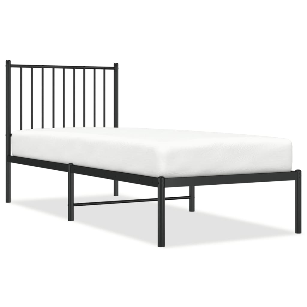 Estructura de cama con cabecero metal negro 80x200 cm con cabecero