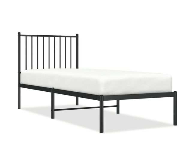 Estructura de cama con cabecero metal negro 80x200 cm con cabecero