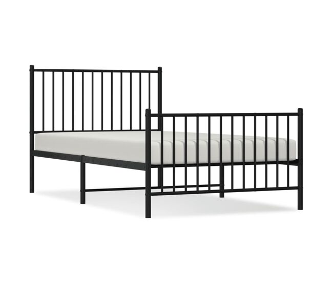 Estructura de cama con cabecero y estribo metal negro 100x190cm con cabecero y pie de cama