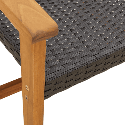 vidaXL 3 pcs conjunto de bistrô vime PE e madeira de acácia preto