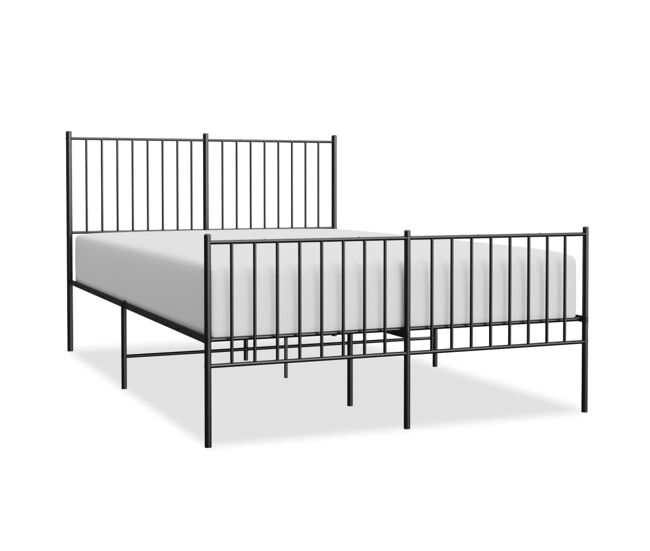 Estructura de cama cabecero y pie de cama metal negro 135x190cm con cabecero y pie de cama