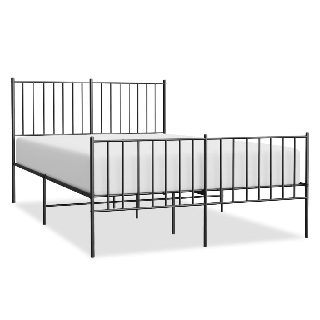 estructura de cama con cabecero y pie metal negro 120x190 cm con cabecero y pie de cama