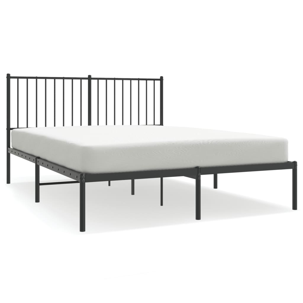 Estructura de cama con cabecero metal negro 135x190 cm con cabecero