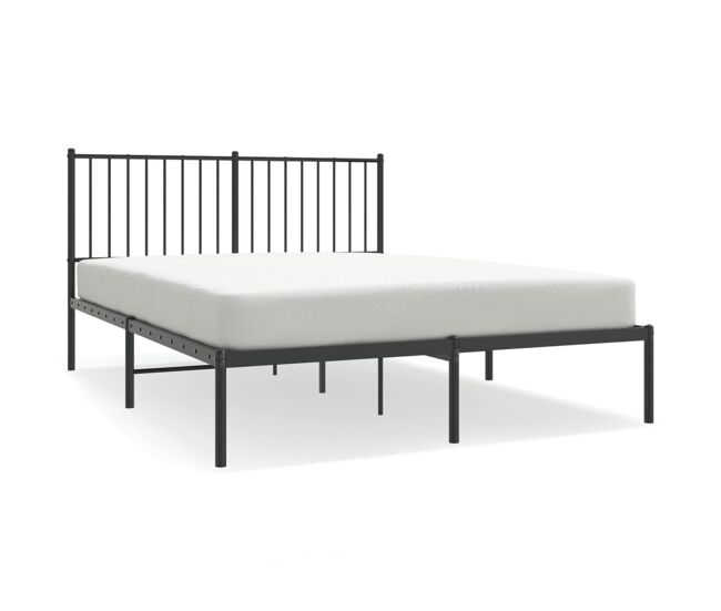 Estructura de cama con cabecero metal negro 135x190 cm con cabecero
