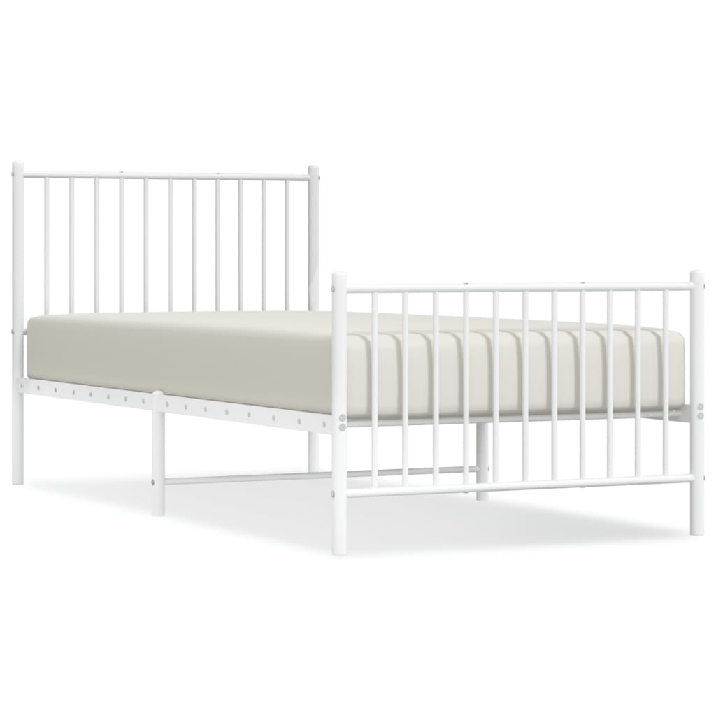 estructura cama metal con cabecero y pie cama blanca 90x200 cm con cabecero y pie de cama