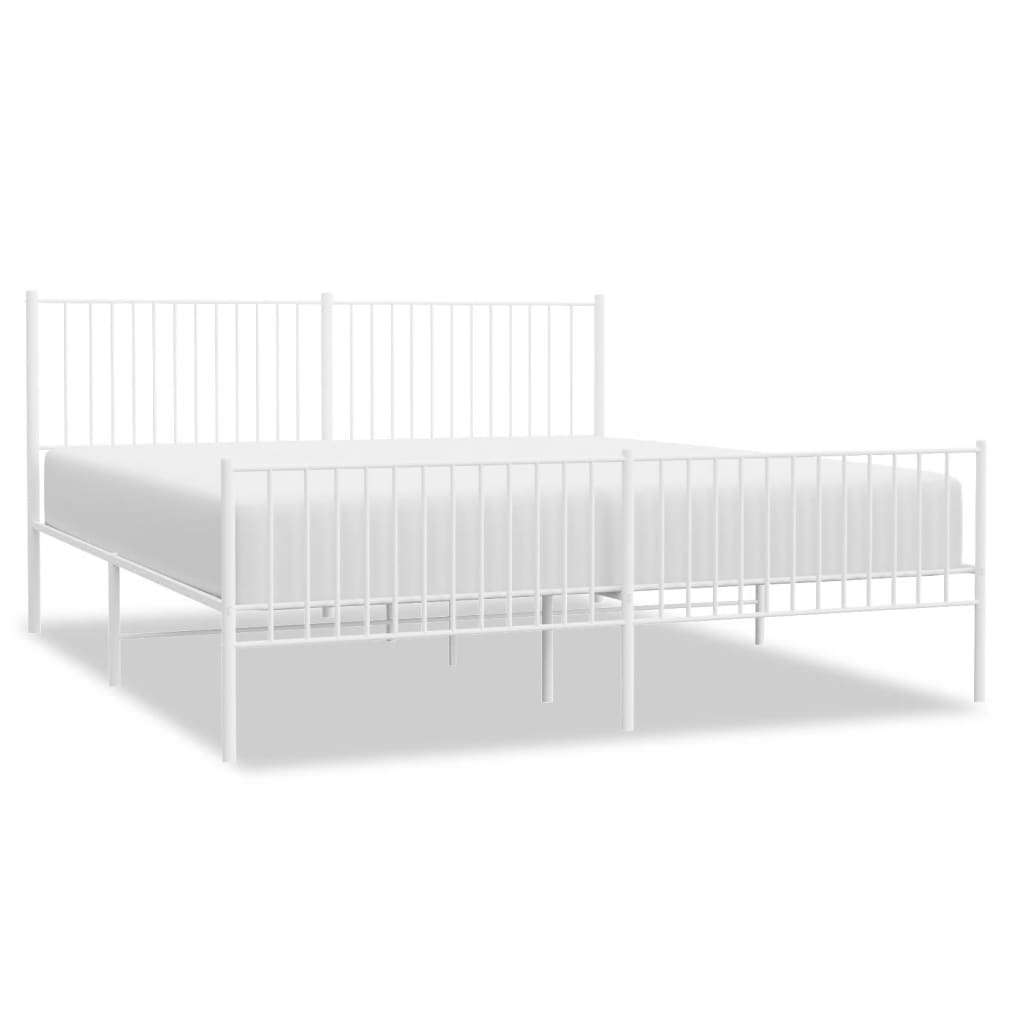 Estructura cama metal con cabecero y estribo blanco 200x200 cm con cabecero y pie de cama