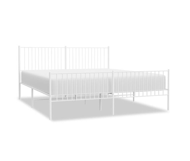 Estructura cama metal con cabecero y estribo blanco 200x200 cm con cabecero y pie de cama