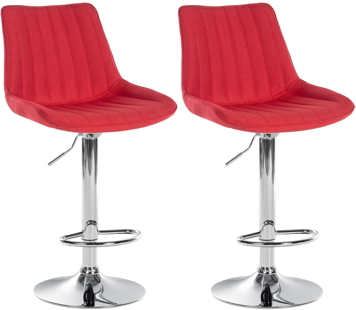 Set de 2 taburetes de bar toni en tela rojo 50x49.5x91 cm