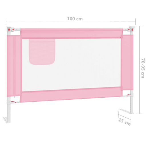 vidaXL Barra de segurança p cama infantil tecido 100x25 cm rosa