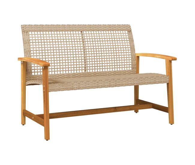 Vidaxl banco de jardín madera de acacia y ratán pe beige 112 cm