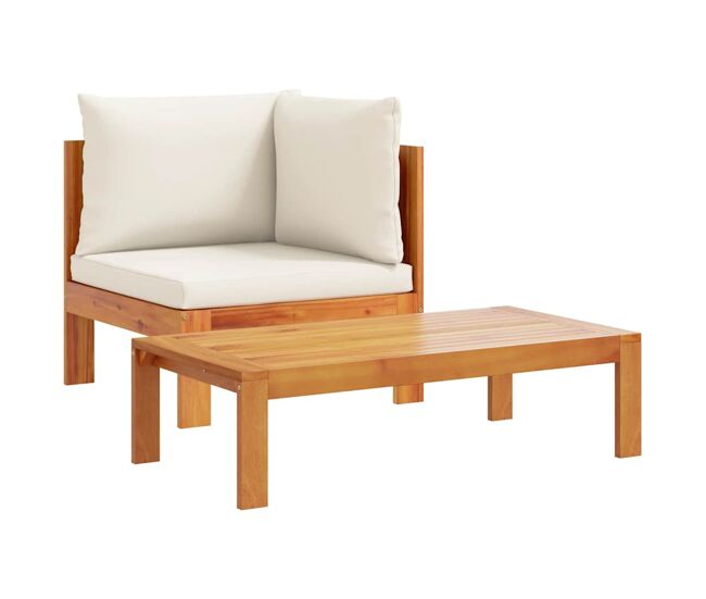 Vidaxl sofás de jardín 2 pzas con cojines madera maciza acacia