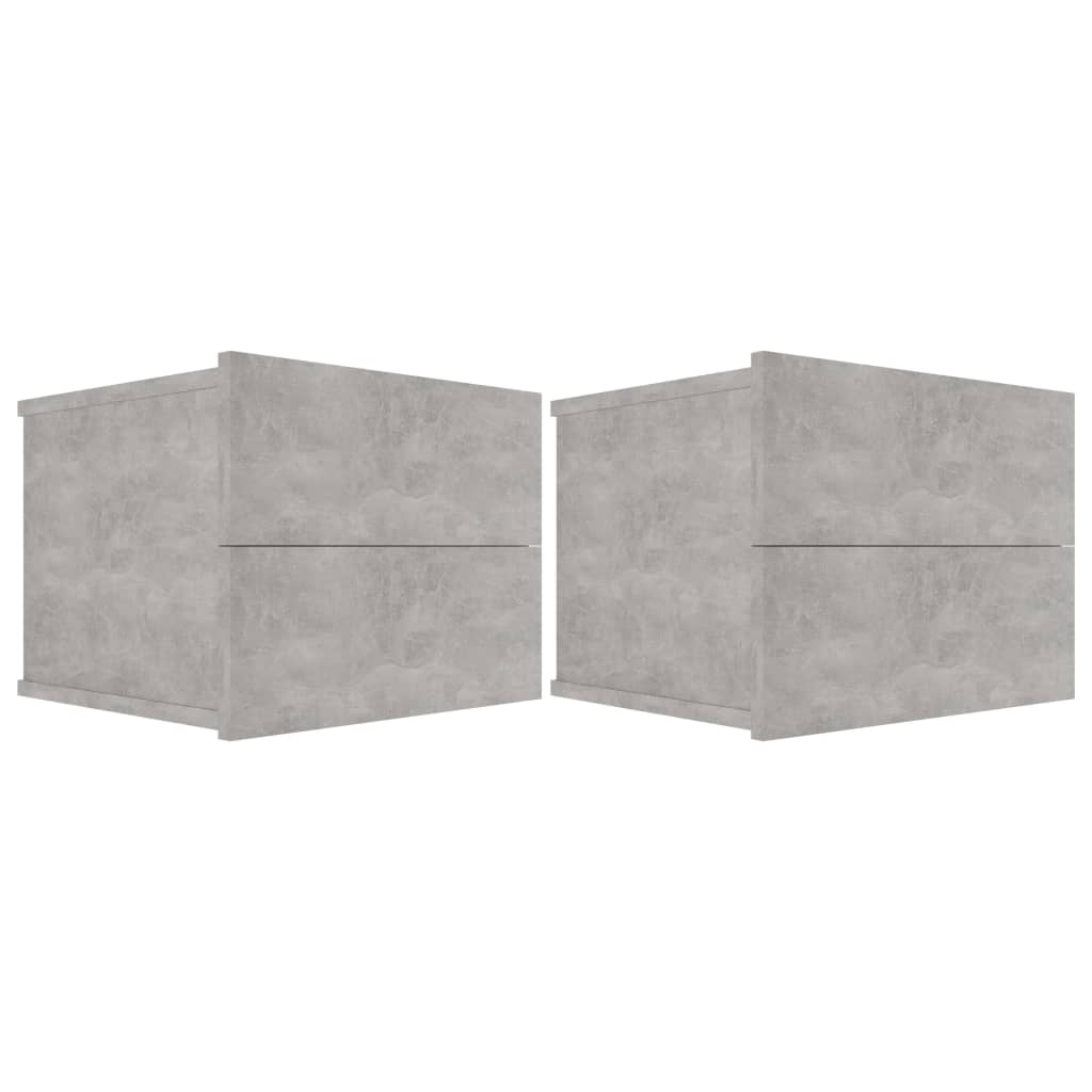 Vidaxl mesitas de noche 2 uds contrachapada gris hormigón 40x30x30cm