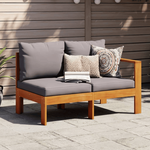 vidaXL Sofá de 2 lugares para jardim c 1 apoio de braço acácia maciça vidaXL Sofá de 2 lugares para jardim c 1 apoio de braço acácia maciça