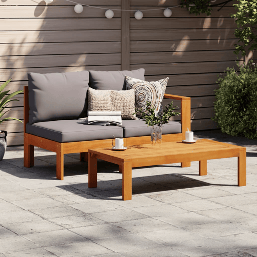 vidaXL Sofá de 2 lugares para jardim c 1 apoio de braço acácia maciça vidaXL Sofá de 2 lugares para jardim c 1 apoio de braço acácia maciça
