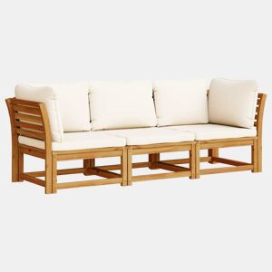vidaXL 3 pcs conjunto lounge de jardim c almofadões acácia maciça