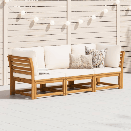 vidaXL 3 pcs conjunto lounge de jardim c almofadões acácia maciça vidaXL 3 pcs conjunto lounge de jardim c almofadões acácia maciça