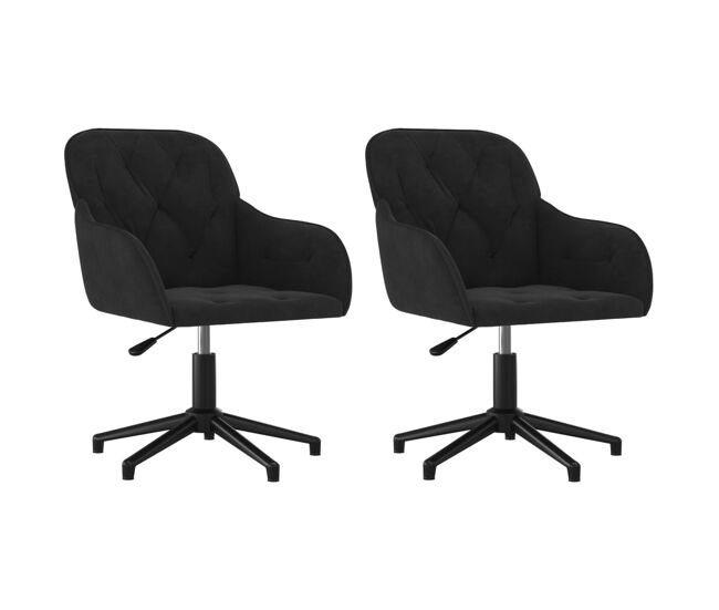 Vidaxl sillas de comedor giratorias 2 uds terciopelo negro