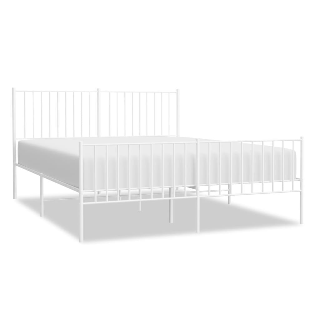 Estructura cama metal con cabecero y estribo blanco 160x200 cm con cabecero y pie de cama