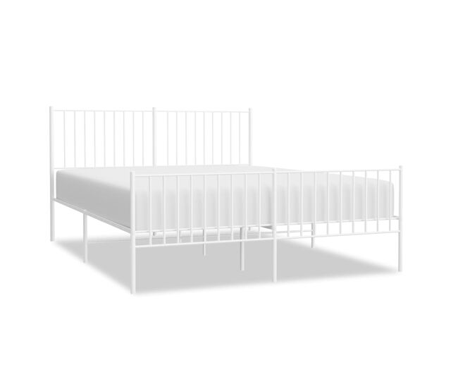 Estructura cama metal con cabecero y estribo blanco 160x200 cm con cabecero y pie de cama