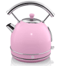 SWAN SK14630PNEU Retro Chaleira Eléctrica 1,8 L, Jarro Elétrico, Aço Inoxidável sem BPA, Vintage, Sem Fios, 3000, Cor de rosa