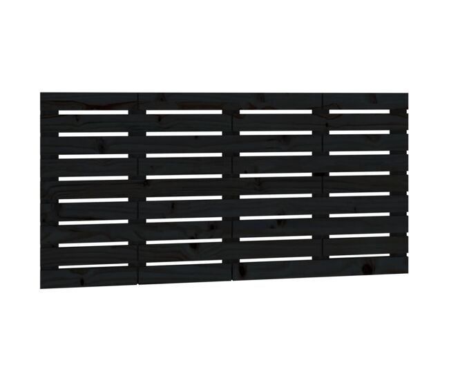 Cabecero de cama de pared madera maciza pino negro 126x3x63 cm
