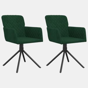 vidaXL Cadeiras de jantar giratorias 2 pcs veludo verde-escuro
