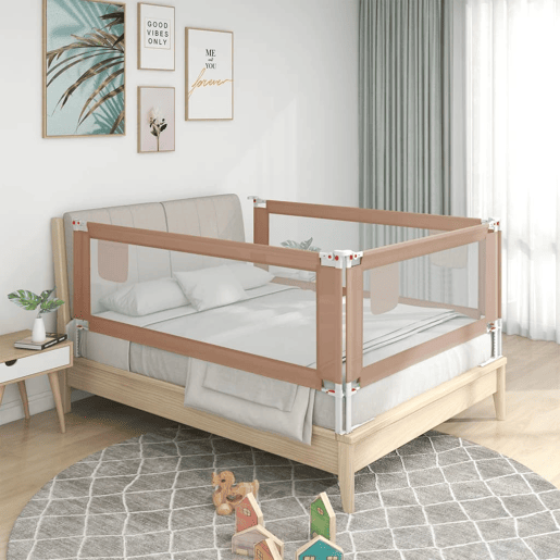 vidaXL Barra segur. p cama infantil tecido 140x25cm cinza-acastanhado vidaXL Barra segur. p cama infantil tecido 140x25cm cinza-acastanhado