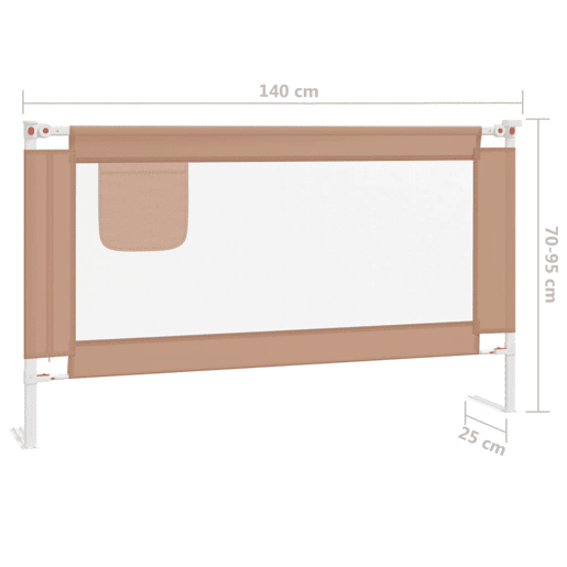 vidaXL Barra segur. p cama infantil tecido 140x25cm cinza-acastanhado vidaXL Barra segur. p cama infantil tecido 140x25cm cinza-acastanhado