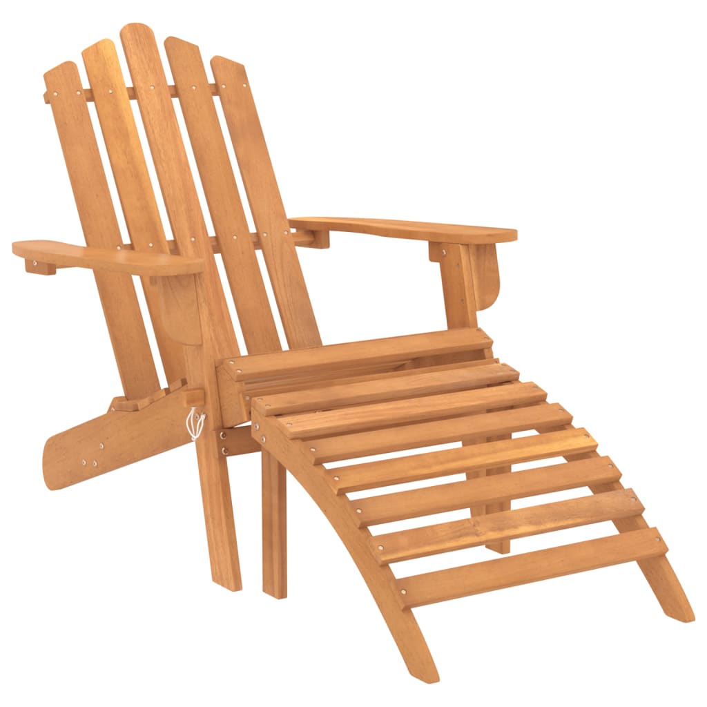 Silla de jardin adirondack con reposapiés madera acacia maciza