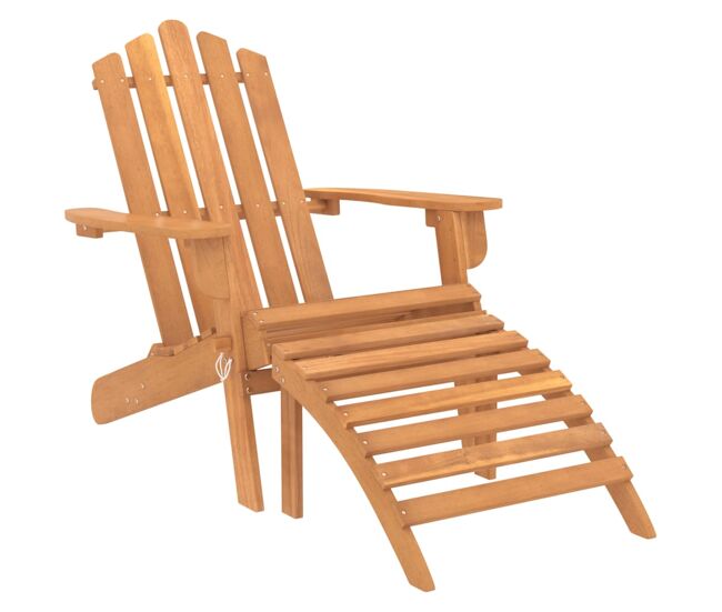 Silla de jardin adirondack con reposapiés madera acacia maciza