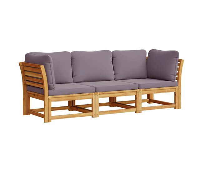 Vidaxl set de muebles para jardín 3 piezas con cojines madera acacia