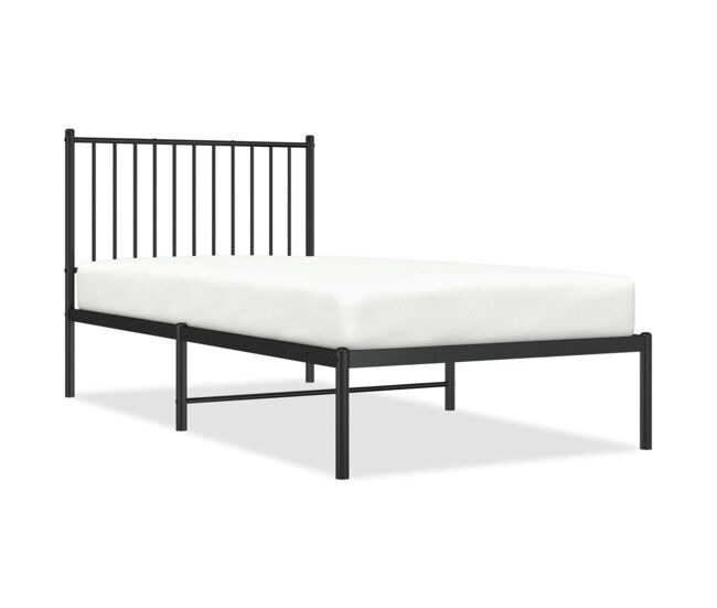Estructura de cama con cabecero metal negro 90x190 cm con cabecero