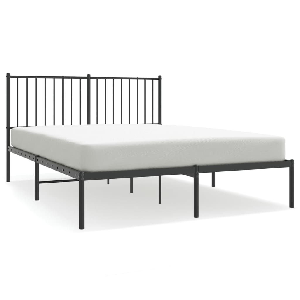 Estructura de cama con cabecero metal negro 140x190 cm con cabecero