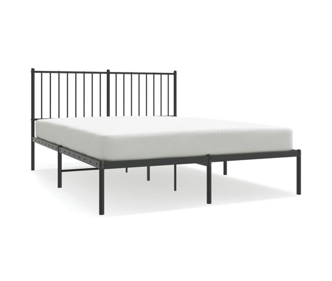 Estructura de cama con cabecero metal negro 140x190 cm con cabecero