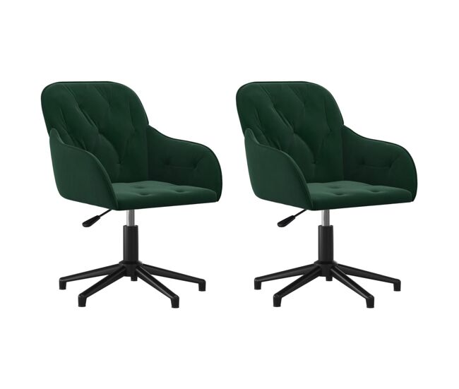 Vidaxl sillas de comedor giratorias 2 unidades terciopelo verde oscuro