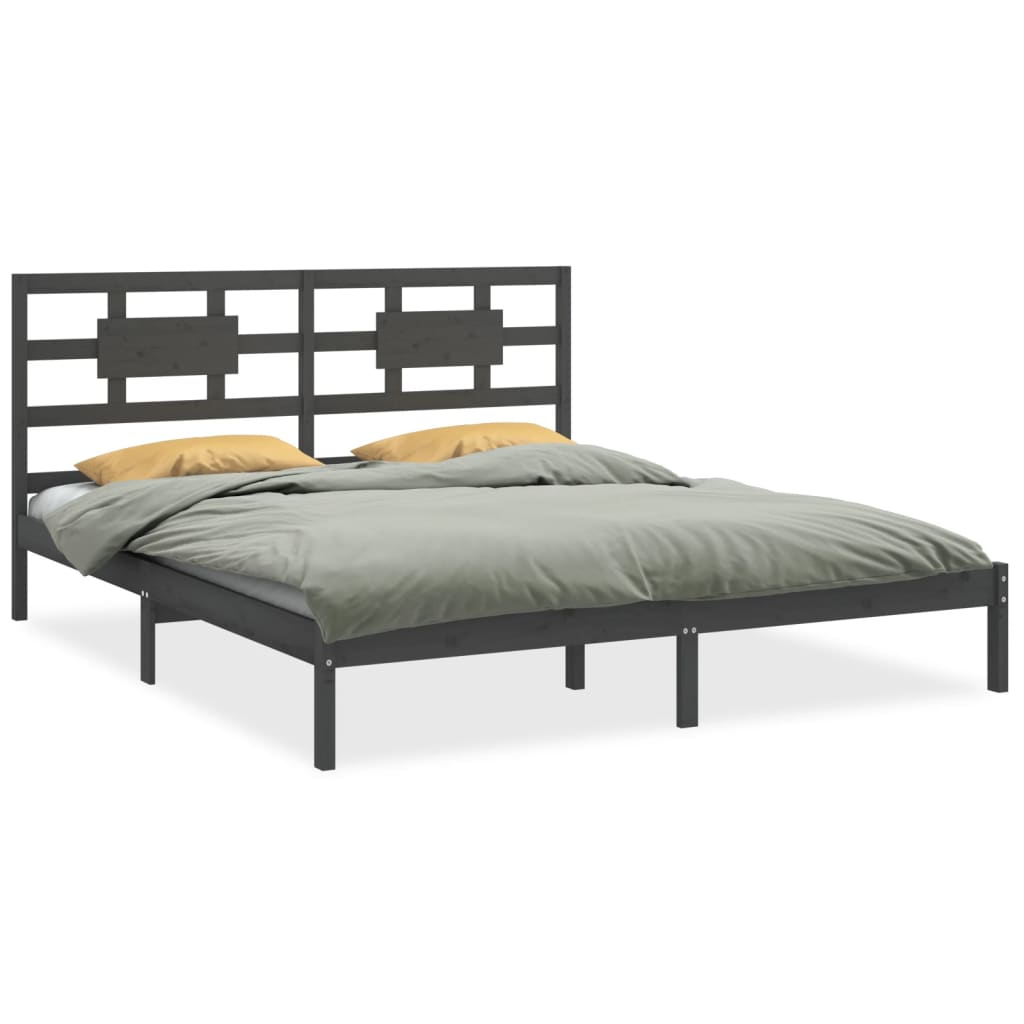 Estructura de cama de madera maciza de pino gris 200x200 cm