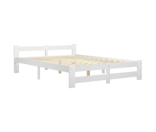 Estructura de cama de madera maciza de pino blanco 160x200 cm