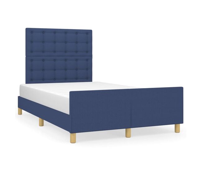 Estructura de cama con cabecero de tela azul 120x200 cm botones