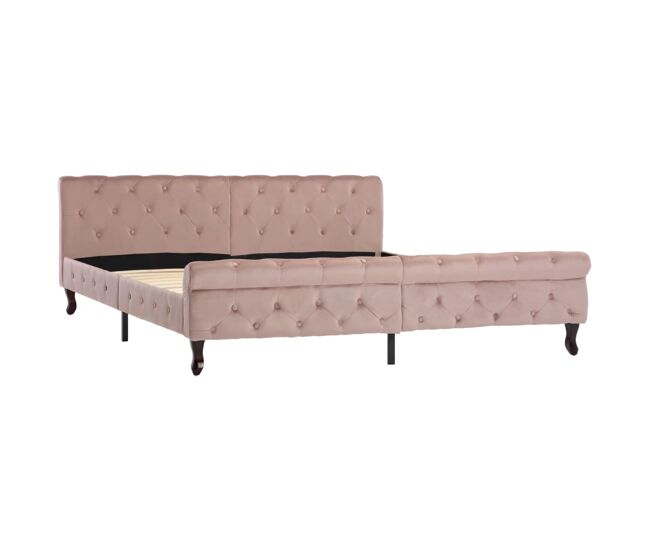 Estructura de cama de terciopelo rosa 180x200 cm