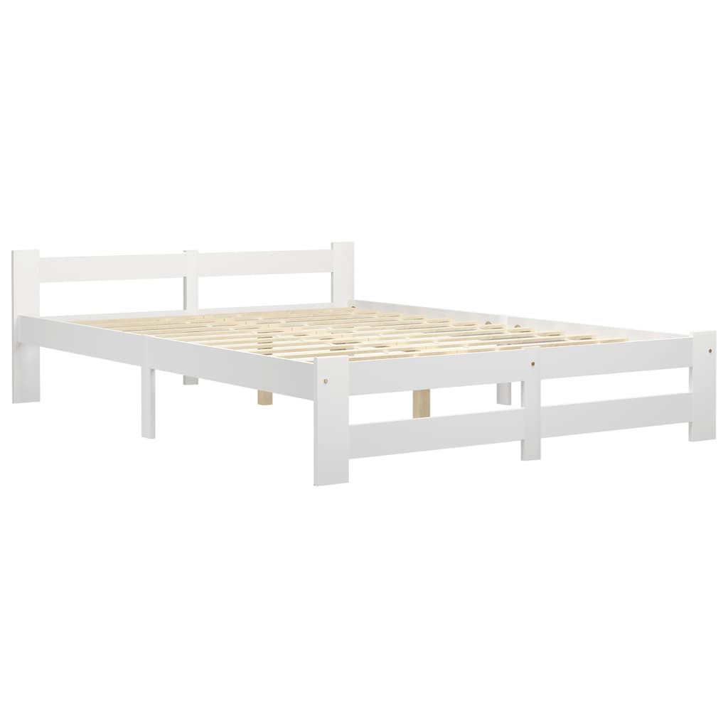 Estructura de cama de madera maciza de pino blanca 120x200 cm