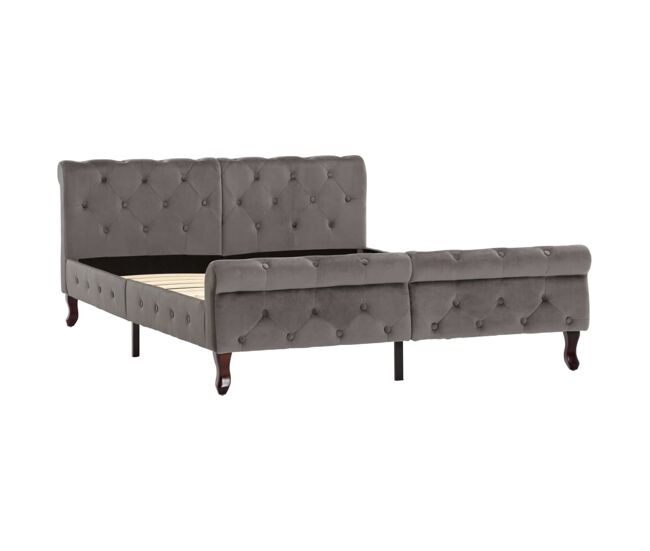 Estructura de cama de terciopelo gris 140x200 cm