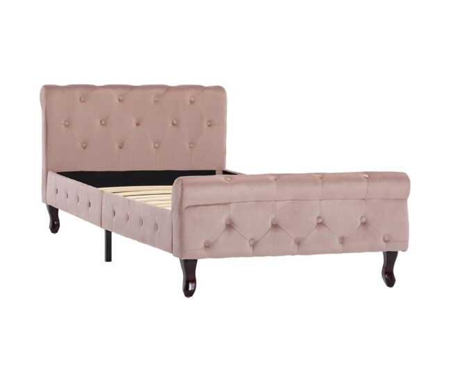 Estructura de cama de terciopelo rosa 90x200 cm