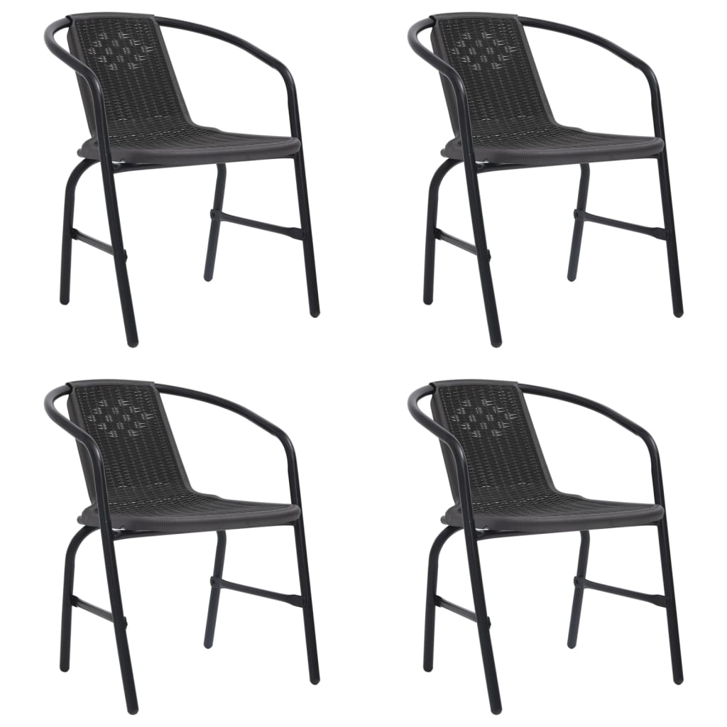 sillas de jardin 4 unidades ratan plastico y acero 110 kg