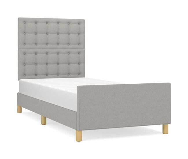 Estructura de cama con cabecero de tela gris claro 100x200 cm botones
