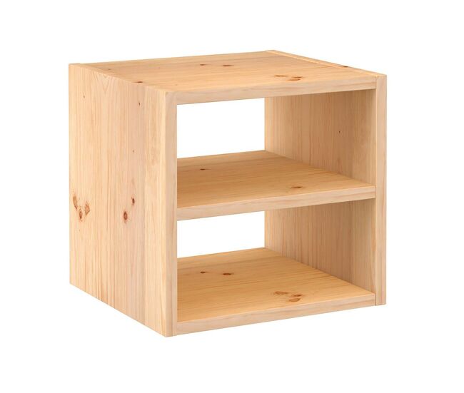 Estantería cubo de pino macizo con una repisa intermedia - L36,2 x H36,2 cm