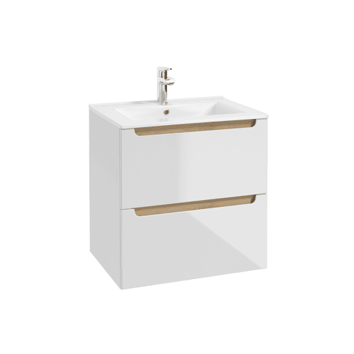 Móvel lavatório simples embutido 60cm 2 gavetas Livia Branco Madeira